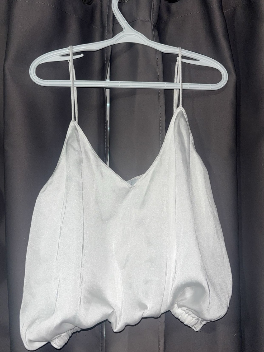 The Reset White Satin Cami with Spaghetti Straps